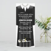 黒衣スタイリッシュ卒業パーティー招待状 招待状 (スタンド正面)