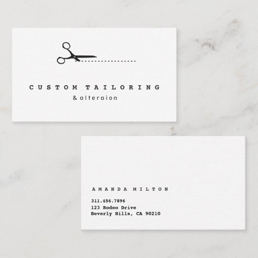 黒裁断はさみ仕立て裁縫美容師 名刺 (正面/裏面)