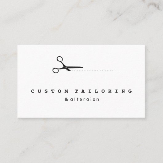 黒裁断はさみ仕立て裁縫美容師 名刺 (正面)