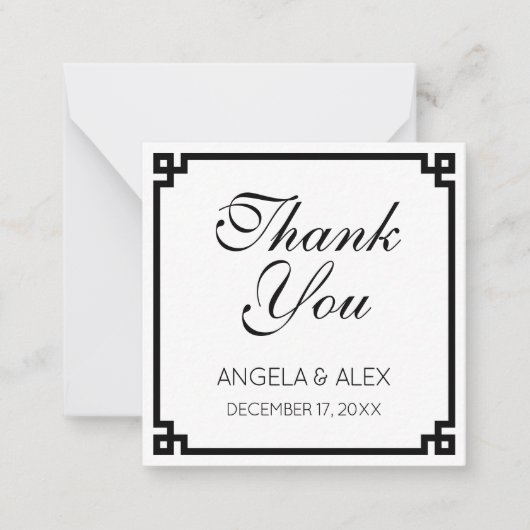 黒装飾用ギリシャ鍵ありがとう ノートカード (正面)