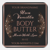 黒製品エレガント包装ラベルバラ金ゴールド スクエアシール (正面)