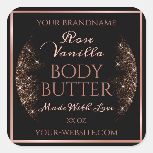 黒製品エレガント包装ラベルバラ金ゴールド スクエアシール (正面)