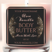 黒製品エレガント包装ラベルバラ金ゴールド スクエアシール