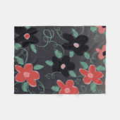 黒褐色と赤色 フリースブランケット (正面(横))