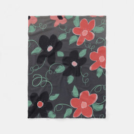 黒褐色と赤色 フリースブランケット