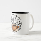 黒褐色のイラストレーションコーヒーマグ ツートーンマグカップ (正面右)