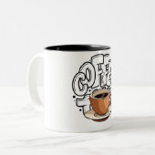 黒褐色のイラストレーションコーヒーマグ ツートーンマグカップ (正面左)