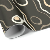 黒褐色のダマスカス抽象芸術渦巻きクール模様 ラッピングペーパー (ロールコーナー)