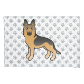 黒褐色のドイツの羊飼いの犬と灰色の前足 枕カバー (正面)