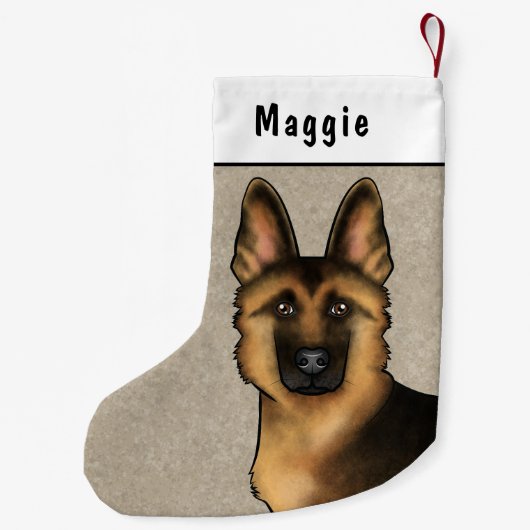 黒褐色のドイツの羊飼いの頭と名前をカスタムする スモールクリスマスストッキング (裏面)