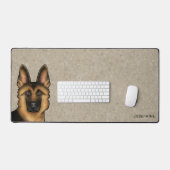 黒褐色のドイツの羊飼いの頭と名前をカスタムする デスクマット (キーボード&マウス)