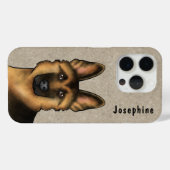 黒褐色のドイツの羊飼いの頭と名前をカスタムする Case-Mate iPhoneケース (裏面 (横))