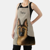 黒褐色のドイツの羊飼いの頭と名前ベージュ エプロン (インサイチュ)
