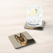 黒褐色のドイツの羊飼い可愛い犬の頭ベージュ コースター (右側)