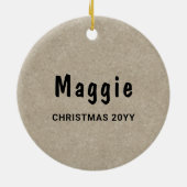 黒褐色のドイツの羊飼い犬がベージュに頭を下げる セラミックオーナメント (裏面)