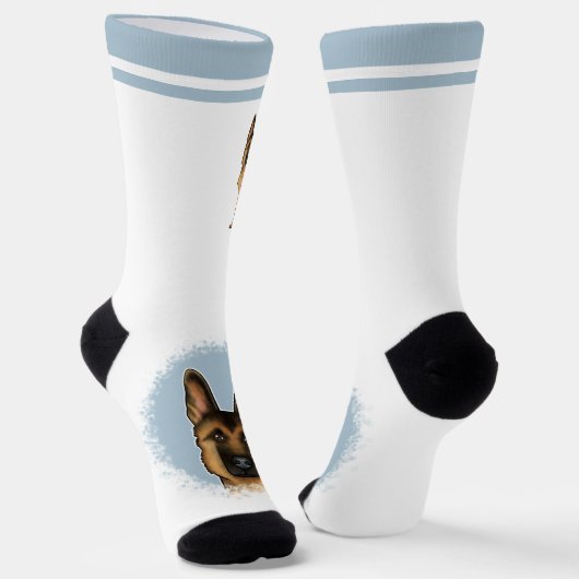 黒褐色のドイツの羊飼い犬と名前をカスタムする ソックス (傾斜あり)
