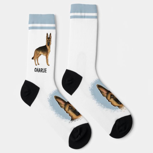 黒褐色のドイツの羊飼い犬と名前をカスタムする ソックス (右)