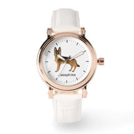 黒褐色のドイツの羊飼い犬と名前をカスタムする 腕時計