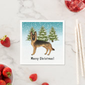 黒褐色のドイツの羊飼い犬の冬の森 スタンダードカクテルナプキン (インサイチュ)