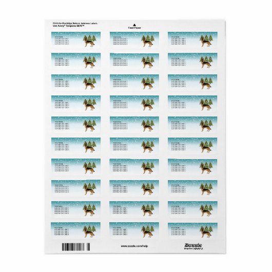 黒褐色のドイツの羊飼い犬の冬の森 ラベル (フルシート)