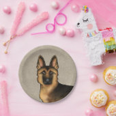 黒褐色のドイツの羊飼い犬の頭ベージュ ペーパープレート (パーティー)