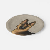 黒褐色のドイツの羊飼い犬の頭ベージュ ペーパープレート (アングル)