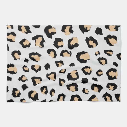 黒褐色の動物ヒョウ野猫 キッチンタオル (横)