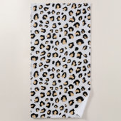 黒褐色の動物ヒョウ野猫 ビーチタオル (正面)