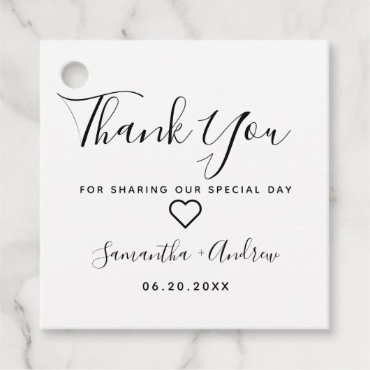 黒褐色の素朴なクラフト感謝していユー結婚ズ フェイバータグ (正面)