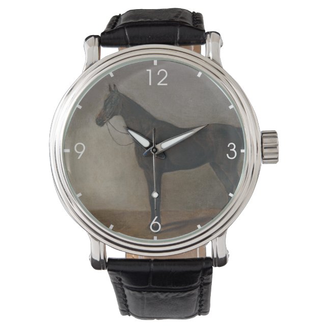 黒褐色の野馬(ヴィンテージ動物) 腕時計 (正面)