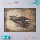 黒褐色の馬のデコパージュ 薄葉紙 (クラフト)