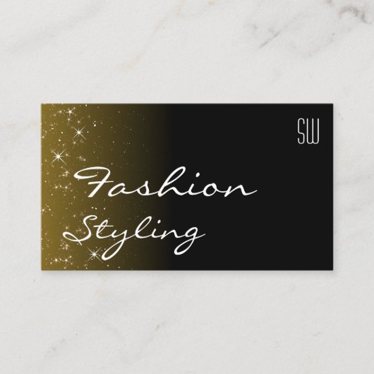黒褐色エレガントのグリッター星（モノグラム） 名刺 (正面)