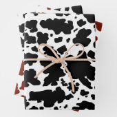 黒褐色モダン牛の肌の質感アニマルプリント ラッピングペーパーシート (インサイチュ)