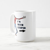 黒褐色、ばかのようなジャッカス コーヒーマグカップ (正面左)