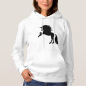 黒誇りを持ったユニコーンシルエットファンタジー動物ZKA パーカ (正面)