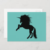 黒誇りを持ったユニコーンシルエットファンタジー動物ZKA ポストカード (正面/裏面)