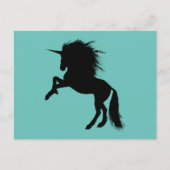 黒誇りを持ったユニコーンシルエットファンタジー動物ZKA ポストカード (正面)