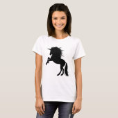 黒誇りを持ったユニコーンシルエットファンタジー動物ZKA Tシャツ (正面フル)