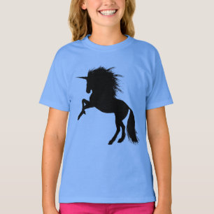 黒誇りを持ったユニコーンシルエットファンタジー動物ZKA Tシャツ