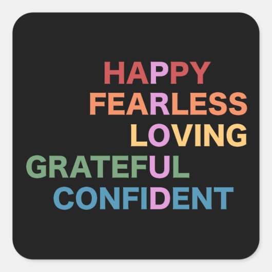 黒誇りを持った四角ステッカー スクエアシール (正面)