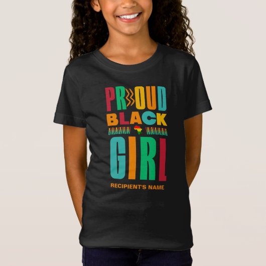 黒誇りを持った女の子ブラックヒストリー月家族 Tシャツ (正面)