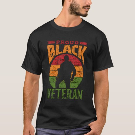 黒誇りを持った退役軍人兵士アフリカンアメリカン・ミリット Tシャツ (正面)