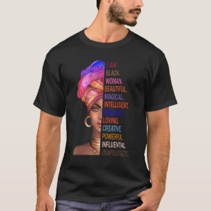 黒誇りを持った魔法アフロブラックウーマンアフリカンP Tシャツ