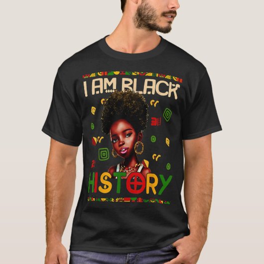 黒誇りを持った黒人アメリカ人Iは黒Hist Tシャツ (正面)