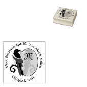 黒請求済みMagpieモノグラムホームアドレス ラバースタンプ (押印)