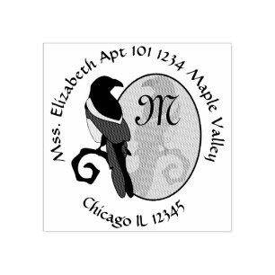 黒請求済みMagpieモノグラムホームアドレス ラバースタンプ