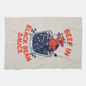 黒豆ソースおもしろいデザイン キッチンタオル (横)