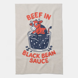 黒豆ソースおもしろいデザイン キッチンタオル