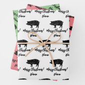 黒豚ファーム動物のシルエットカスタムクリスマス ラッピングペーパーシート (インサイチュ)