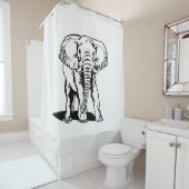黒象と白ストライプ象 シャワーカーテン (インサイチュ)